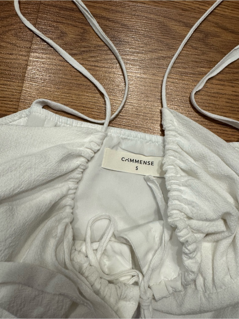 Commense White Linen Blend Mini Dress Small Button Front Cottagecore Dress - Picture 3 of 5